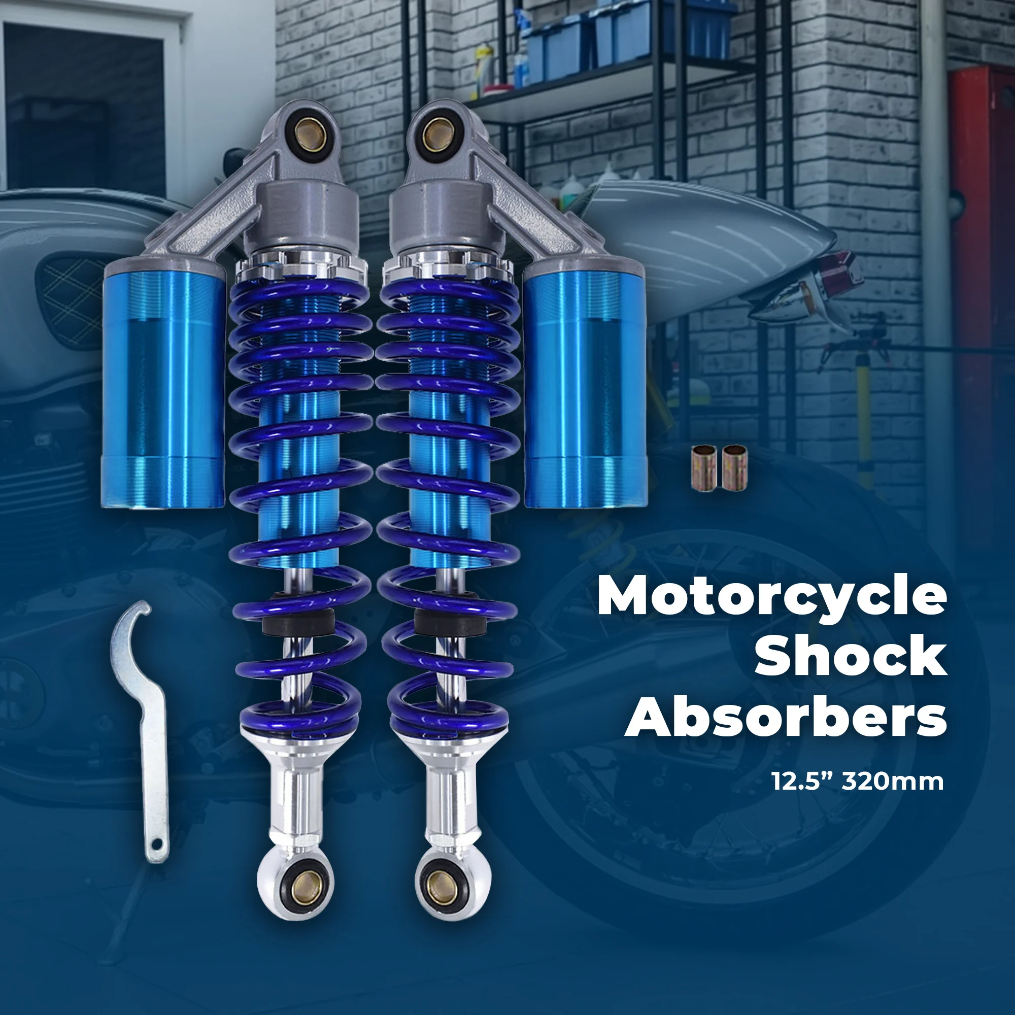 دراجة نارية امتصاص الصدمات المثبط الدراجات البخارية الخلفية تعليق 12.5 320 مللي متر استبدال لهوندا CX500 GL500 650 واضح الأزرق #1