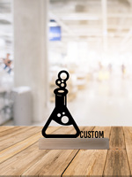 1pc Fashion Chemical instruments Custom Name Metal Statue With Wood Base Iron Ornament Tin Sculpture Office Desk