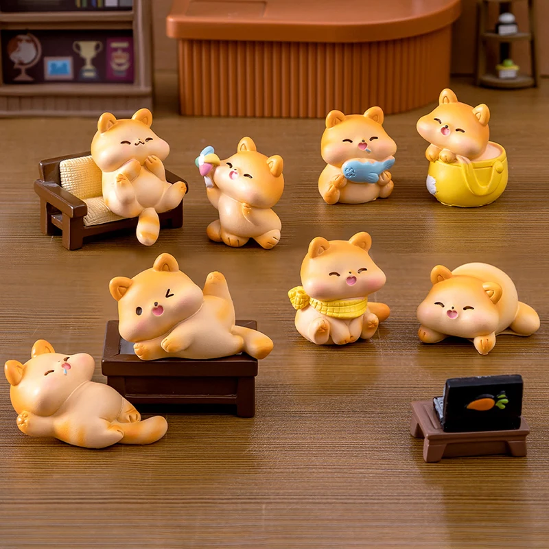 Bonito Miniatura Cartoon Chubby Cat Resina Ornamento, Figurinhas de Animais Kawaii, Micro Paisagem, Decoração de Mesa para Casa, Presente para Crianças