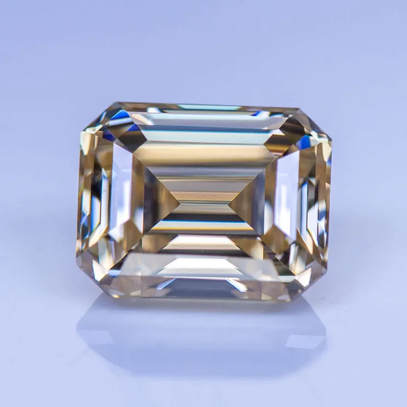 

Moissanite Stone Emerald Cut Primary Color Tea Yellow Gemstone Lab Grown Diamond for Charms Jewelry Making with GRA Certificate