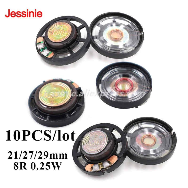 10PCS/lot 21MM/27MM/29MM Mini Audio Portable Speakers 8R 0.25W 8 Ohm 0.25Watt Speaker External Magnetic Speaker DIY for Toy