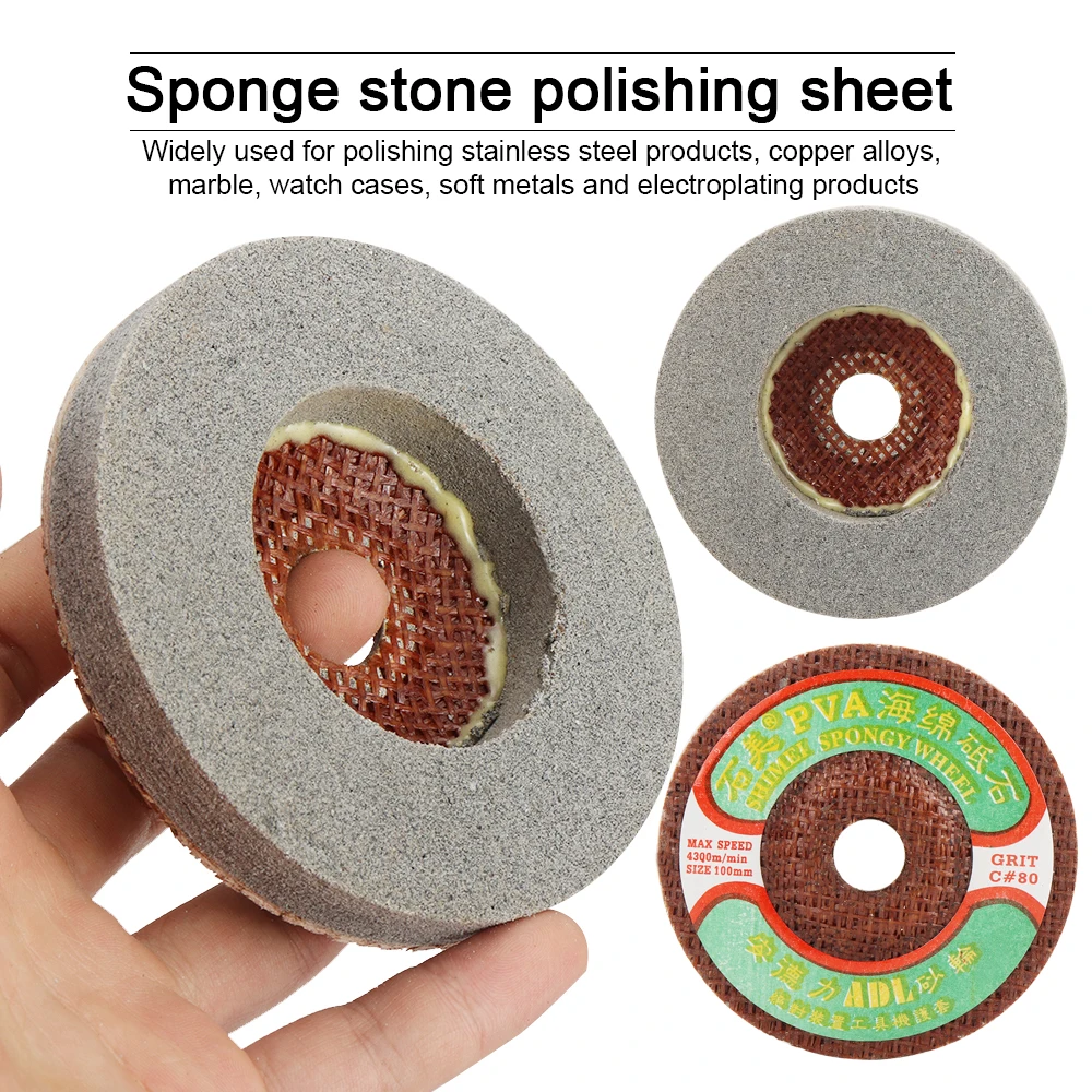 1PC 100mm PVA Spongy Grindstone Sponge Abrasive Grinding Wheel for Metal Stone Marble Glassing Polishing