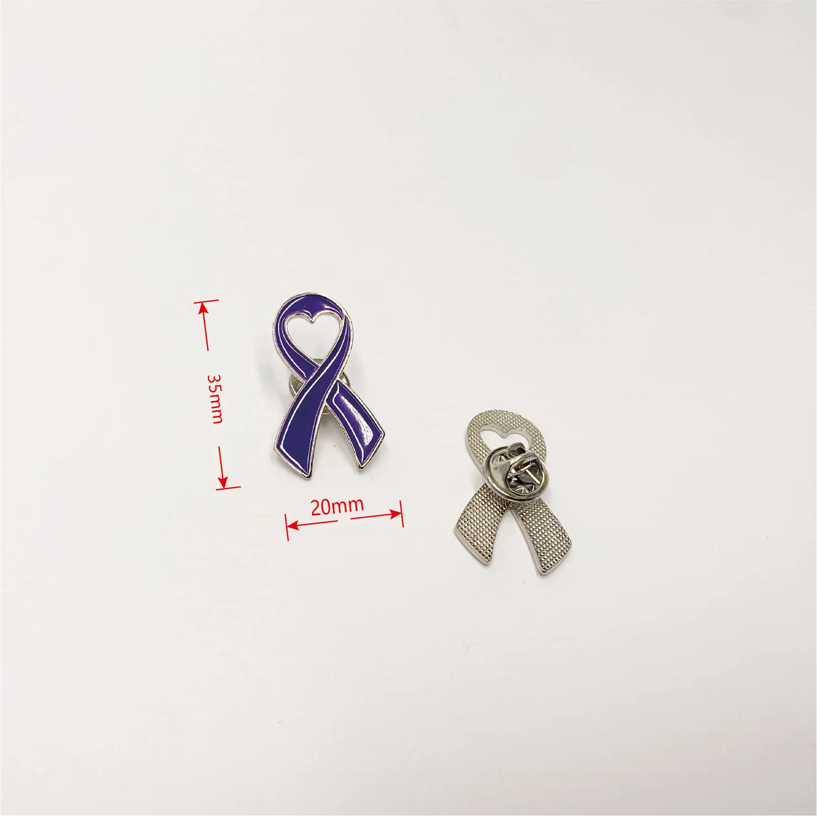 20/100pcs Purple Ribbon Awareness Lapel Pin Bulk Individual Pack Lupus Violence Awareness Alzheimer Cancer Awareness Brooch