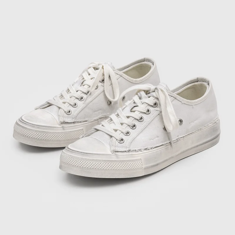 

Street Style Men Canvas Board Shoes with Torn Edges Suitable for Students' Daily Commuting Neutral Casual Shoes