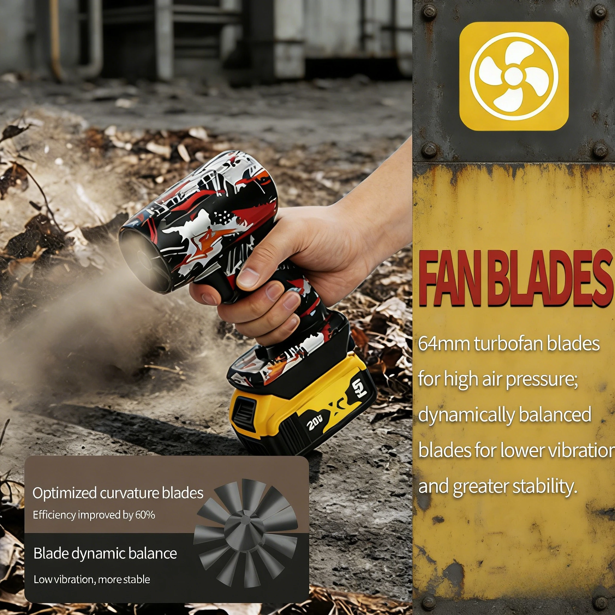 

Высокопроизводительный вентилятор с турбонаддувом, работающий на 40 000 оборотов в минуту, с широким спектом применения, очистителем от пыли для снега.