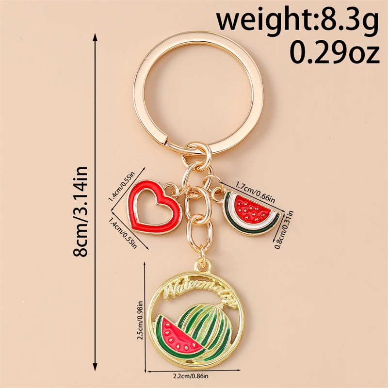 Niedliche Frucht-Schlüsselanhänger: Emaille-Apfel, Erdbeere, Wassermelone, Herz-Anhänger für Frauen und Männer, Auto-Schlüssel, Handtaschen-Schlüsselketten, DIY-Geschenk – Detail 1