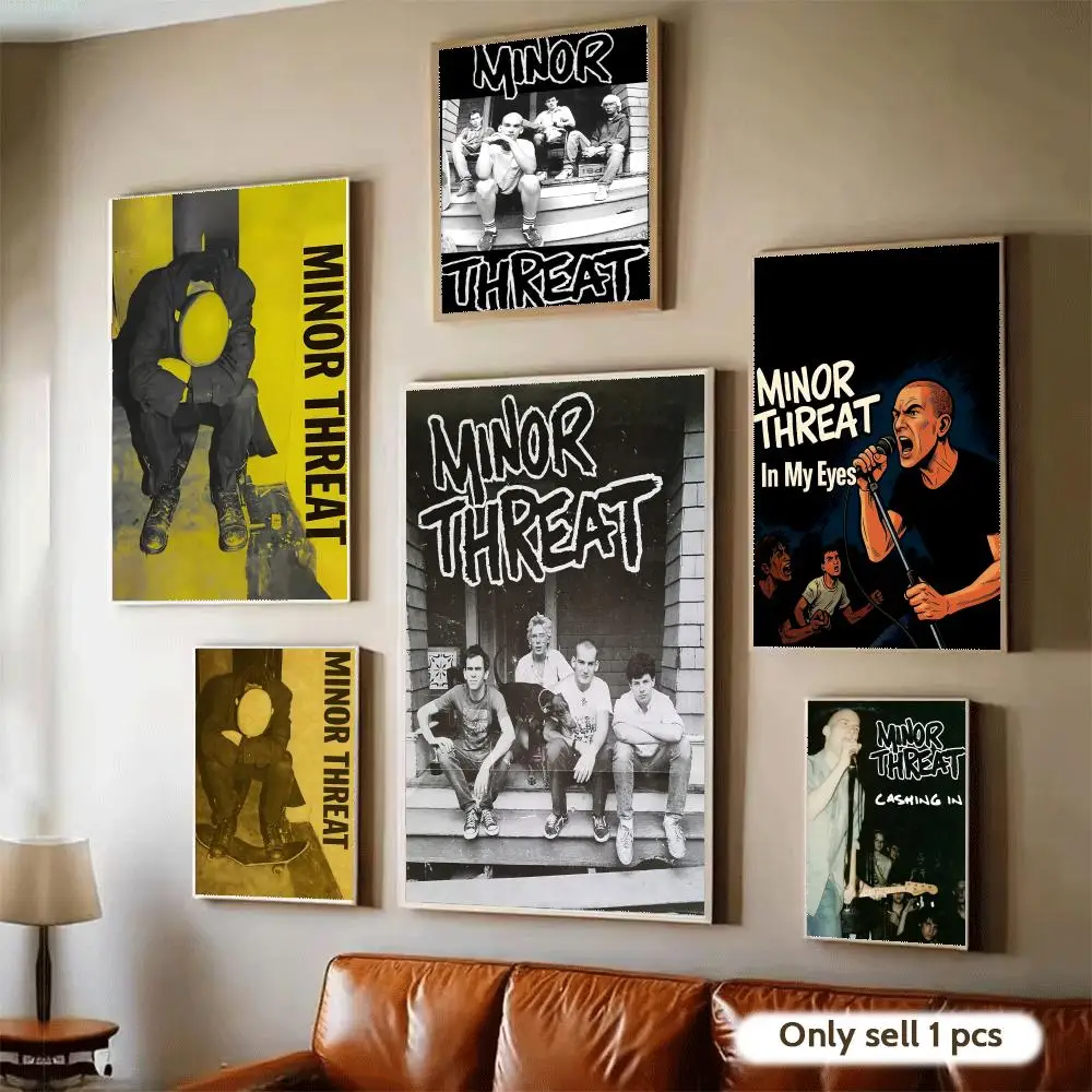 Affiche de groupe de rock M-Minor Threat, autocollants muraux artistiques modernes auto-adhésifs pour chambre à coucher et salon, décoration de la maison, excellente idée cadeau