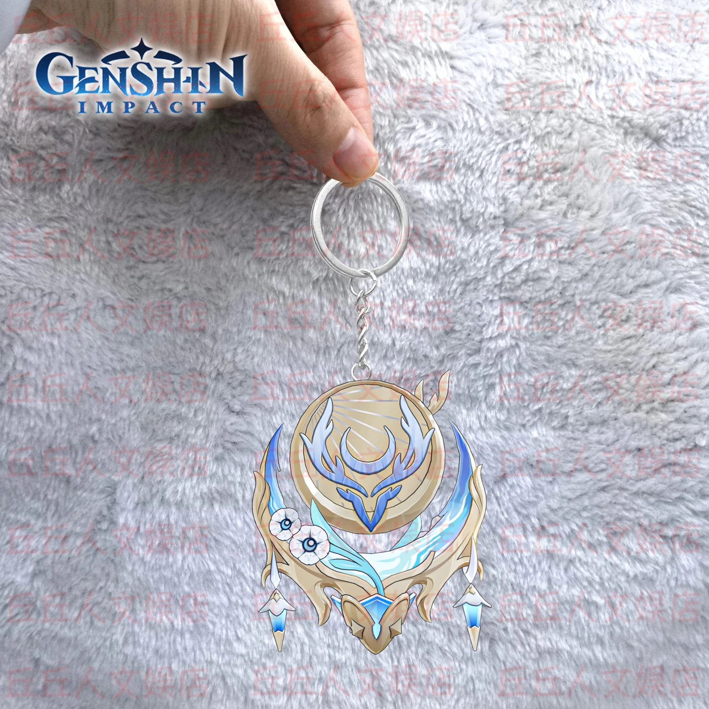 جينشين إمباكت لاوما لعبة الغزل ليلة مرآة معدنية نموذج المفاتيح قلادة مفتاح سلسلة ديكور ظهره تزيين مُثبت هدية