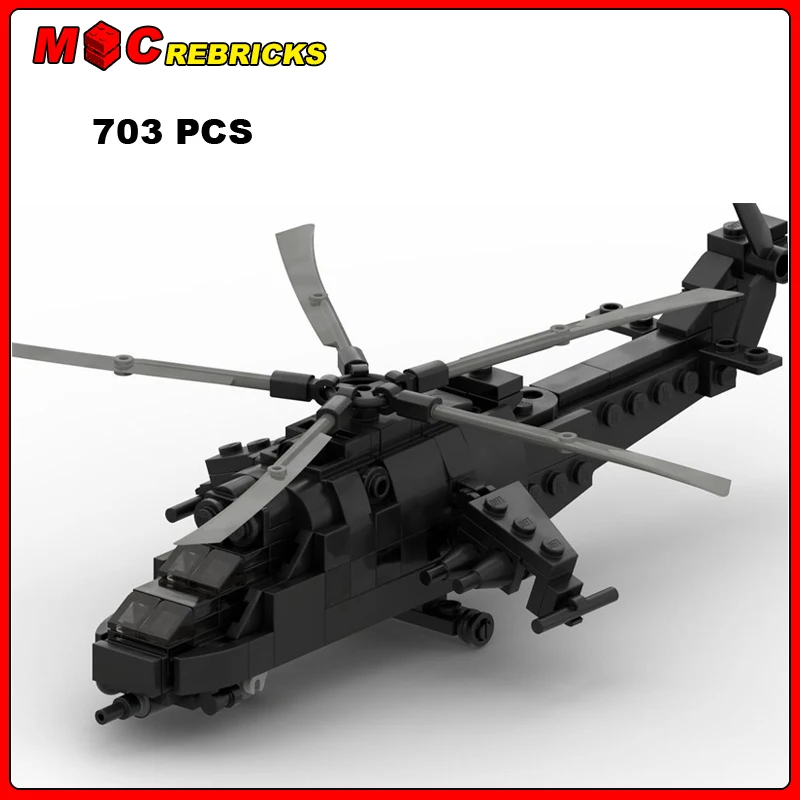 MOC Modern Military Series Mil MI-24 Hind Airport Model DIY Assembling Bricks Building Blocks Boys Puzzle Toys Kids Xmas Gifts