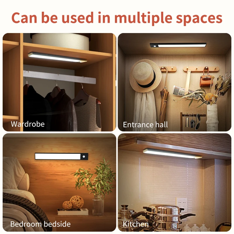 LED light Ultra-thin Intelligent Human Body Induction Three-Color Light Counter Lighting Magnetic Self-adhesive Night Light