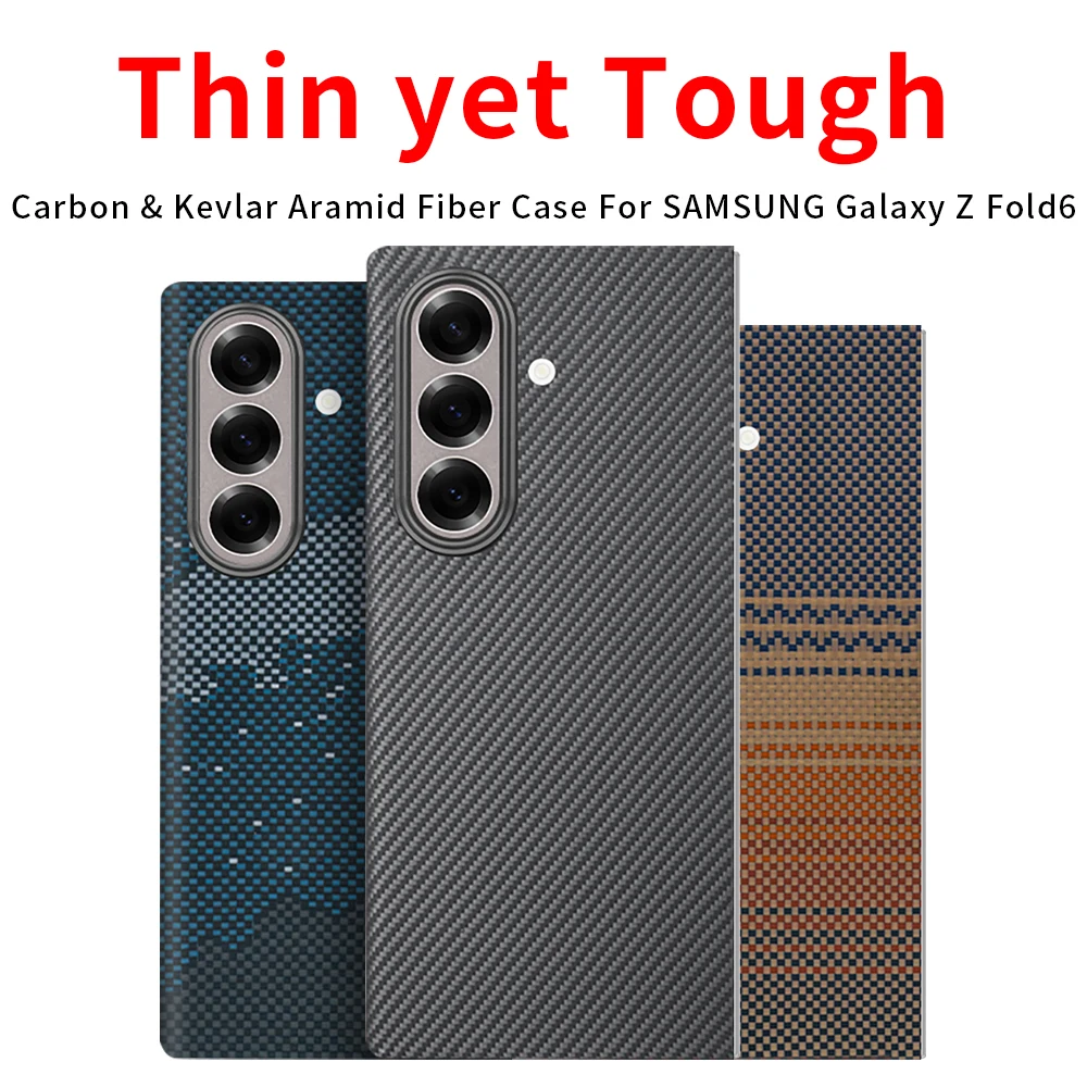 Etui do Samsung Galaxy Z Fold 6 Kevlar 600D Kevlar Włókno Aramidowe Składana Tkanina Cienka Twarda Pokrywa Magnetyczna Czarna Cienka Lekka Czerwona