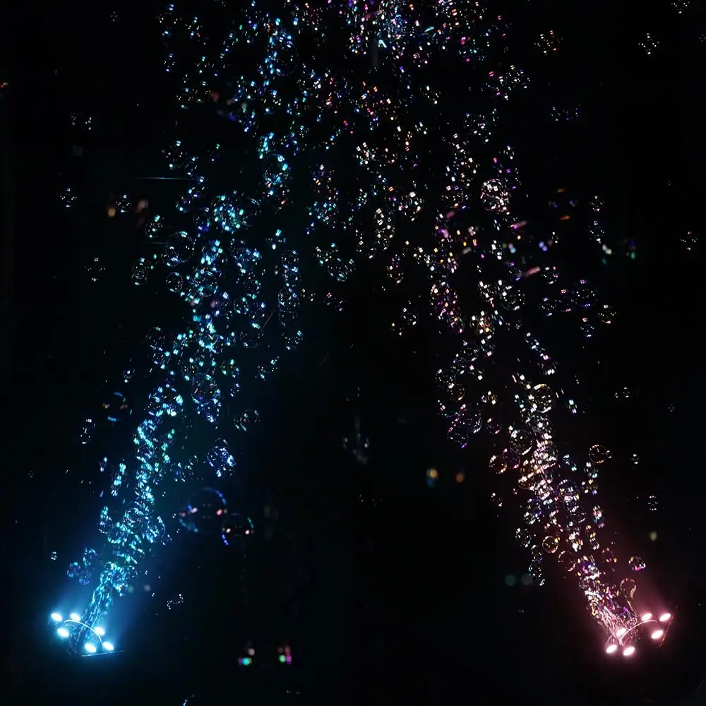 90 واط LED آلة فقاعة المرحلة فقاعات الرش DMX512 التحكم عن بعد RGBW الجمهور الارتفاع 10-15 متر لحفل زفاف نادي ديسكو