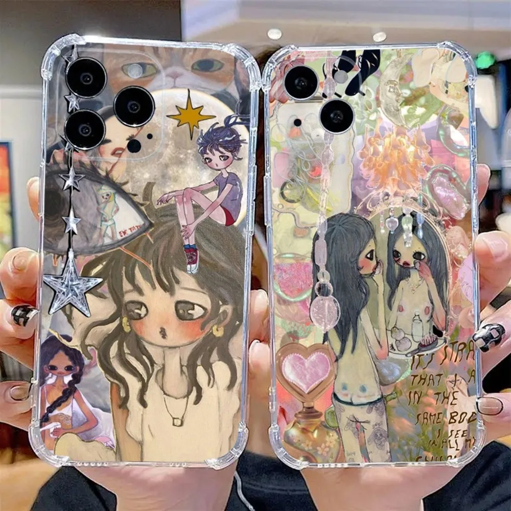 Aya Takano Japanese painter Phone Case For iPhone 15,14,13,12,11 Plus,Pro,Max,XR,XS,X,7,8 Plus,SE,Mini Transparent Silicone Soft