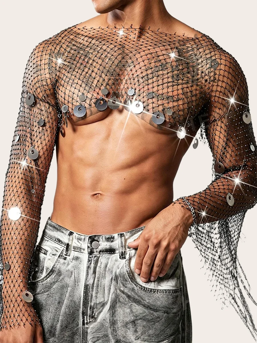 men's-sequined-fishing-net-see-through-top-nightclub-party-long-sleeved-mesh-t-shirt-sexy-hollowed-out-stage-outfit