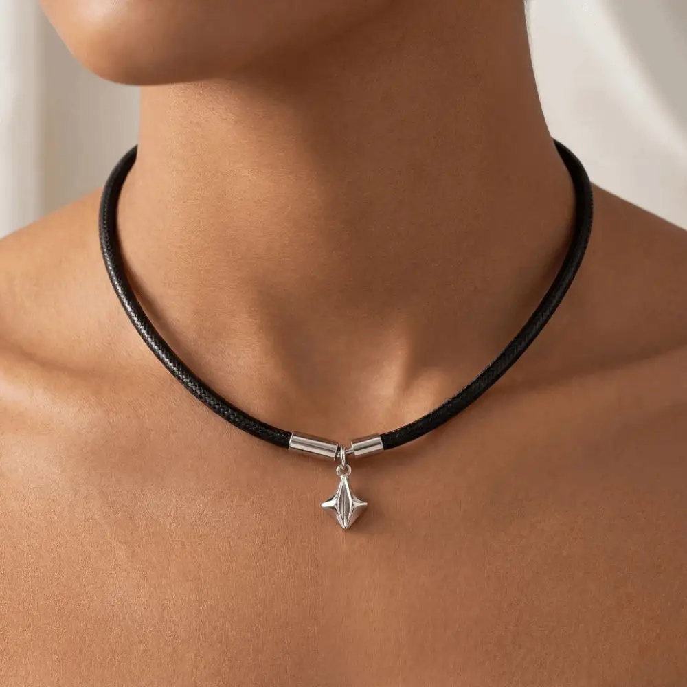 Vintage Black Leather Rope Necklace with Clasp DIY Pendant Braided Cord Necklace 45cm Waterproof Cord Chain Line String Gift