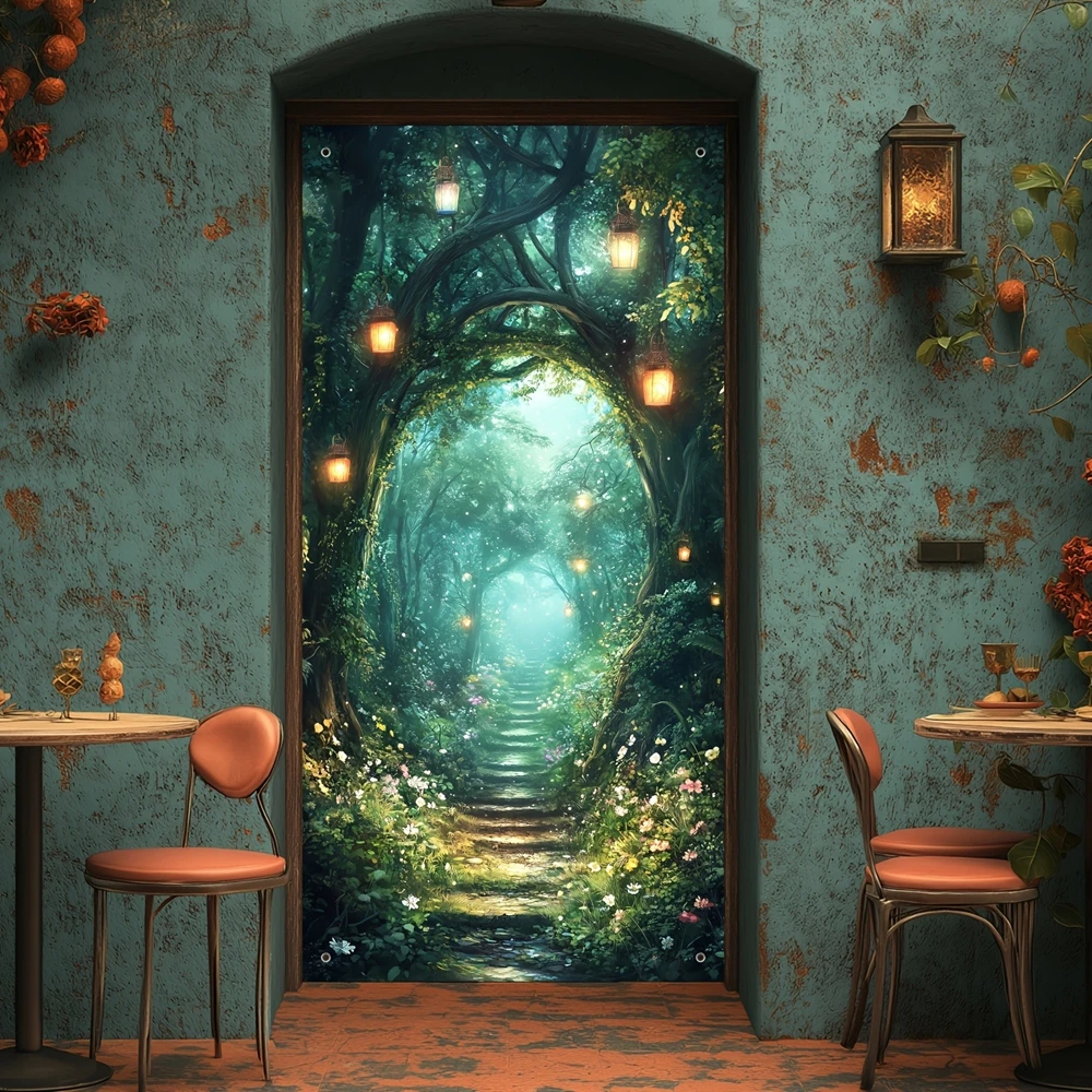 Toile de fond sur le thème de la forêt enchantée, avec papillons et fleurs, pour photographie, décoration de chambre, cadeau d'anniversaire
