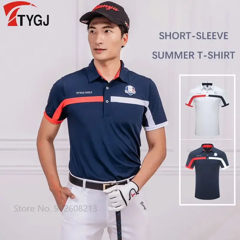 

Ttygj Summer Men Short Sleeve Shirts Men Golf Shirts Male Quick Drying Tees Casual Patchwork Golf Clothing Polo T-shirt Uniform