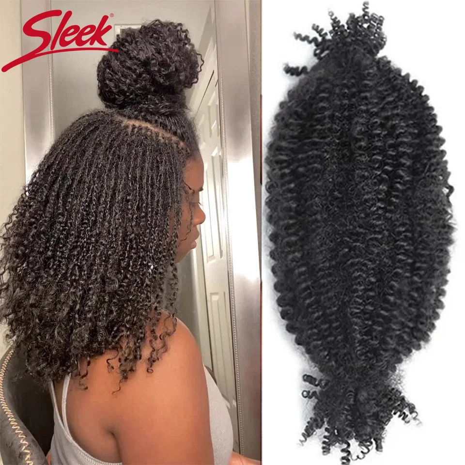 

QVR Kinky Twist Crochet Braiding Hair 100% Human hair Bundles Sleek Curly Human Hair Bulks Natural 1 PCS Afro Kinky V Bulk Hair