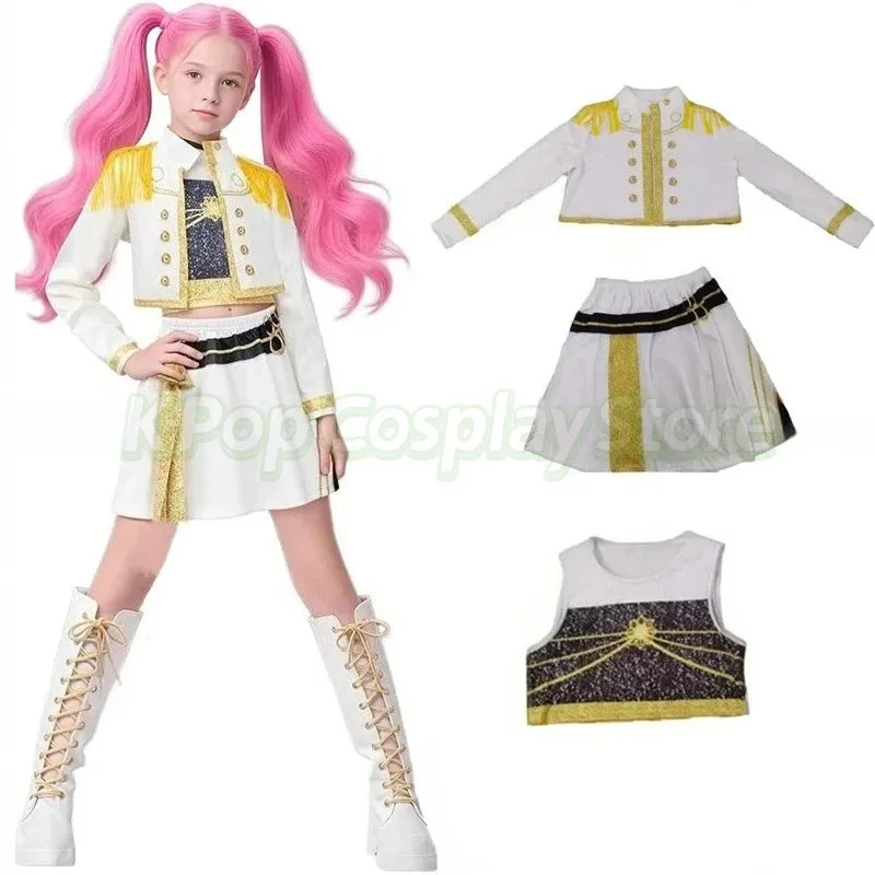 CyKids Girls Kpop Demon Hunter Cosplay Rumi Zoey Mira Cosplay Costume Set 3D Print Child Stage Performance Clothes Halloween Par