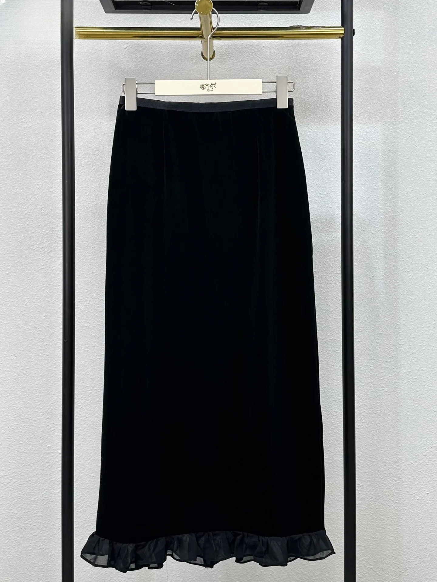 

Черная бархатная облегающая юбка с высокой талией, прямого кроя, с эффектом похудения, для женщин, осень-зима, новая модная коллекция