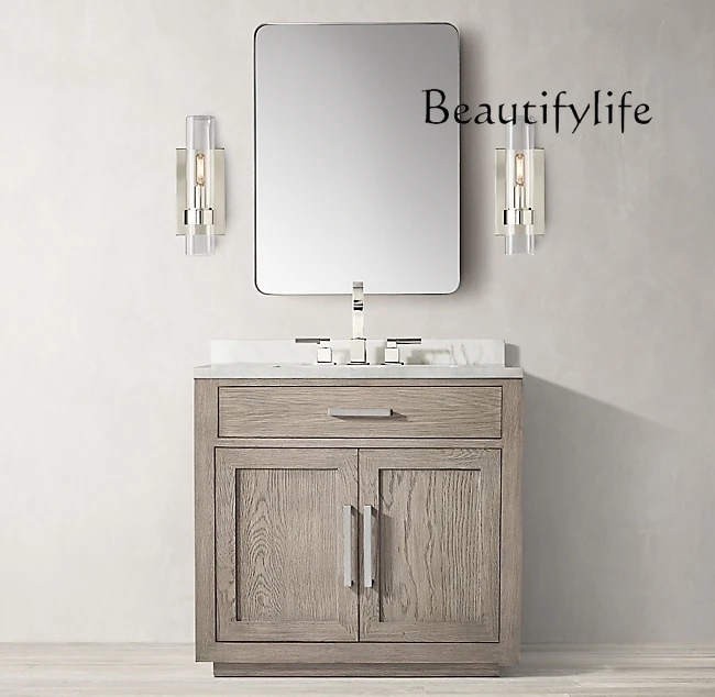 

Furniture French rural retro solid wood bathroom cabinet Italian modern simple custom kitchen and bathroom cabinet