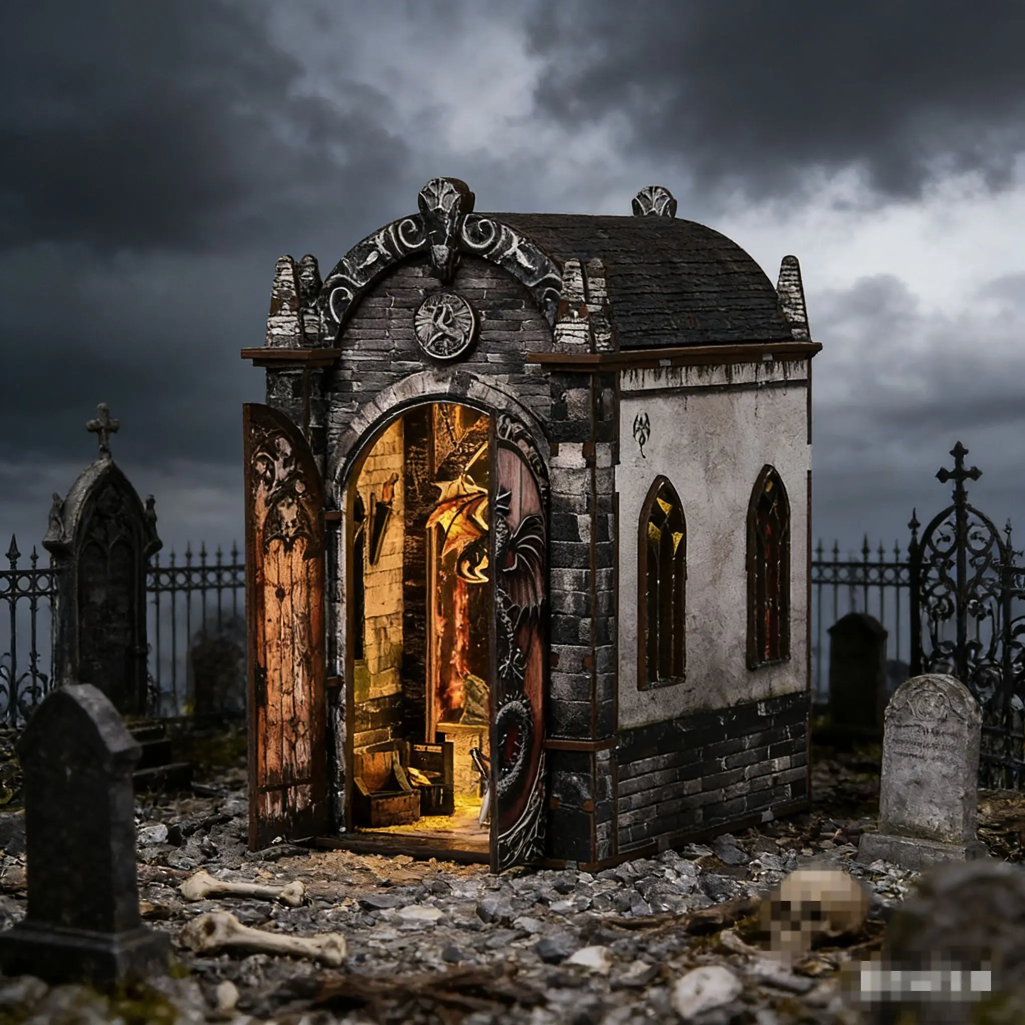 

DIY Wooden Miniature Book Nook-Hidden Dragon Secret Realm,Assembled Micro Building Model,Handmade Craft Toy Gift for Home Decor