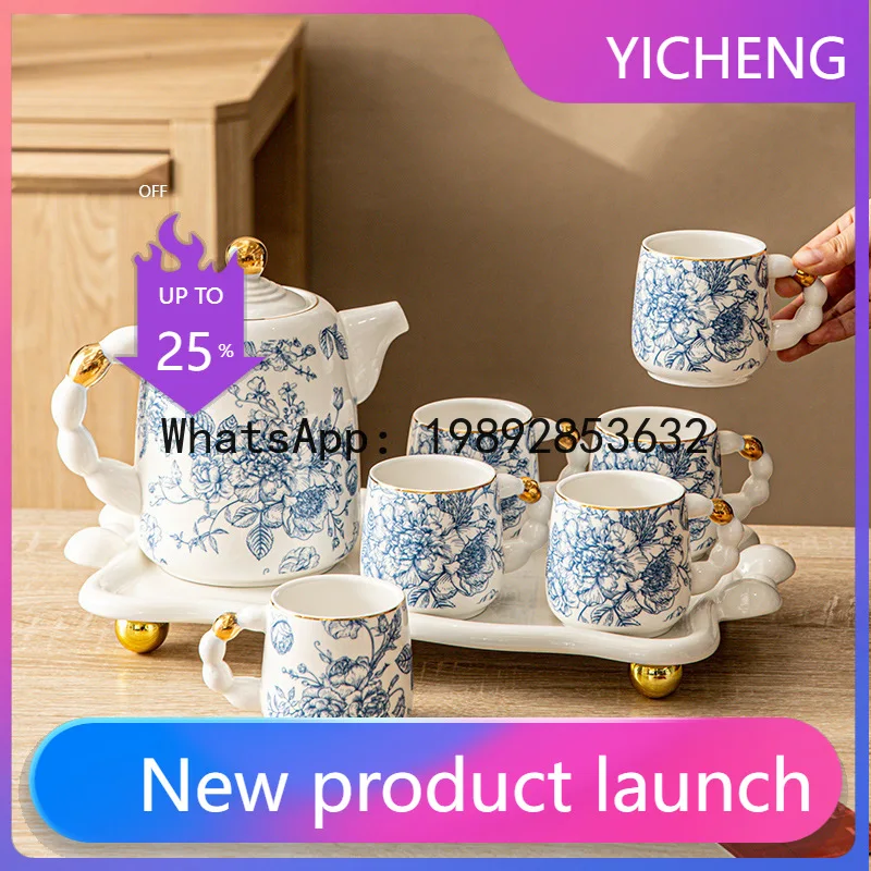 

Hys new chinese style wedding tea set - housewarming gift ceramic gift box - floral pastoral water set