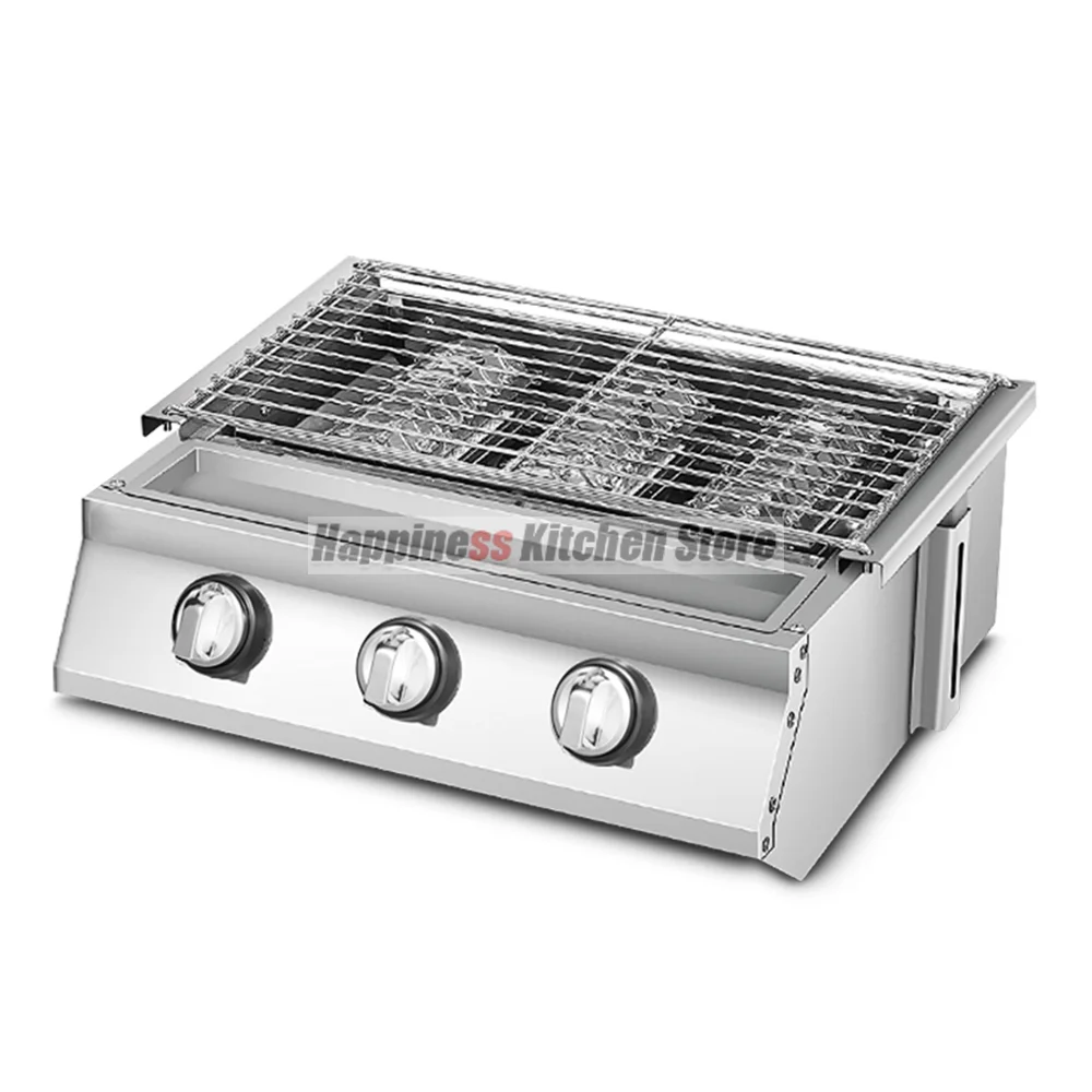 2/3/4 Burners BBQ Grill LPG Gas Grill Gas Stoves Stainless Steel Burners With Glass Covers Outdoors Camping Barbecue