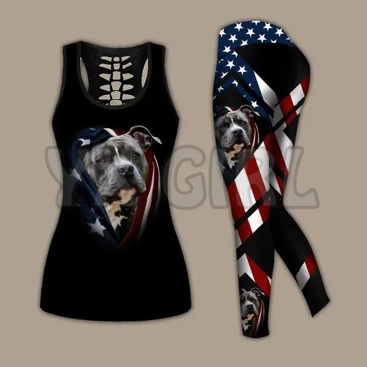 

Pitbull Dog 3D Printed Tank Top+Legging Combo Outfit Yoga Fitness Legging Women