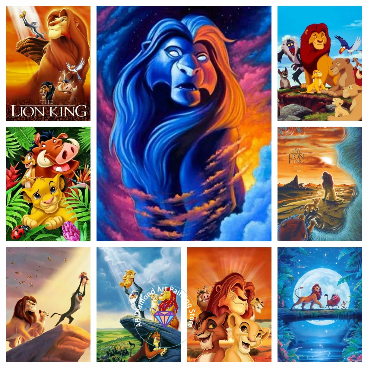 

The Lion King AB Diamond Painting Kit 5D DIY Diamond Cross Embroidery Handmade Art Adult and Children's Gifts Home Decoration