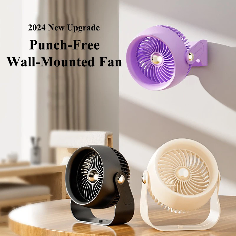 Tabletop Air Circulator Fan 6000mAh Rechargeable Table Fan Portable Quiet 4 Speed Wall Mounted Fans for Bedroom Home Office Desk