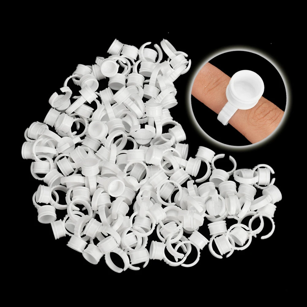 

100 Pcs The Ring Eyebrow Tattoo Cup Holder Eyelash Makeup Tool Pigment Container Ink White