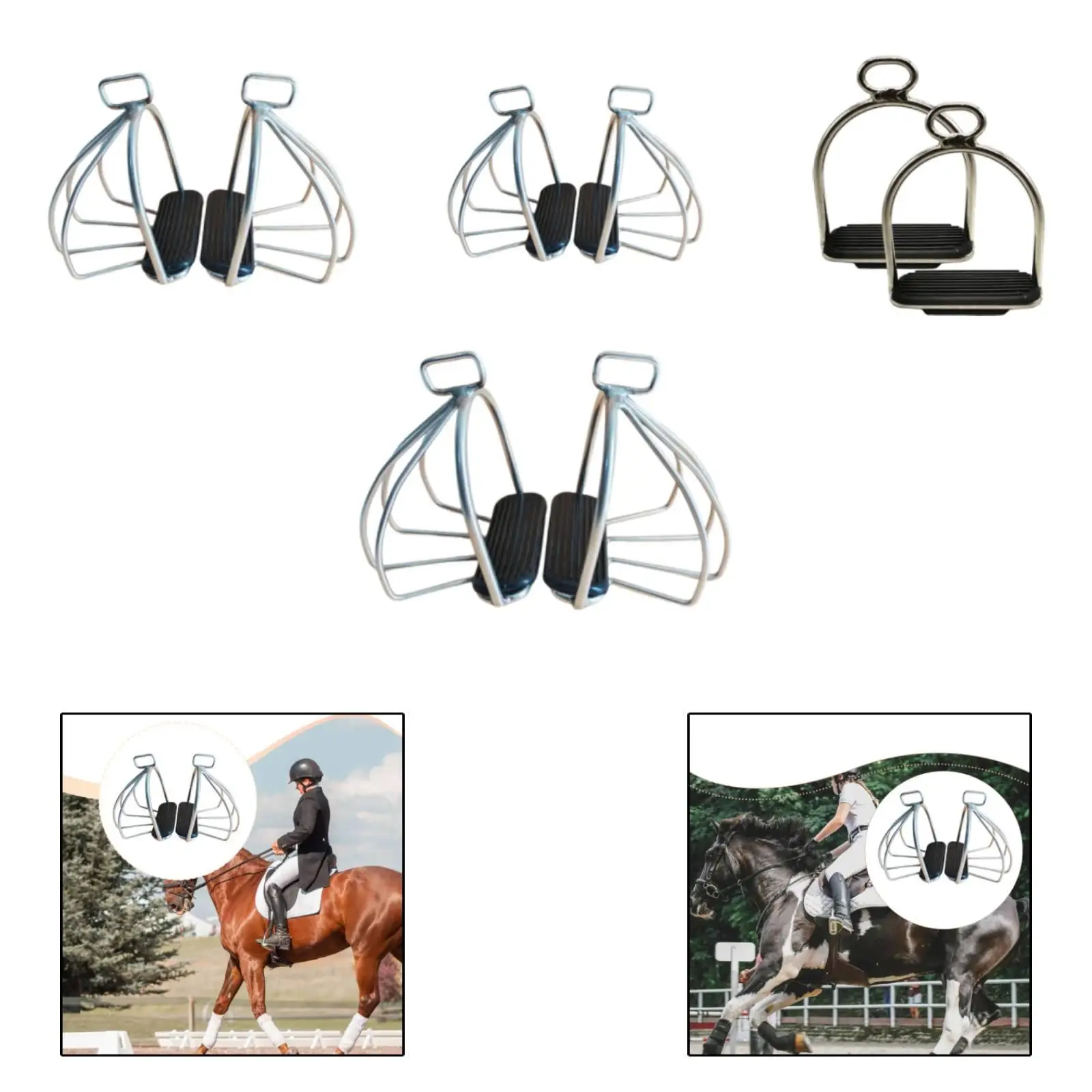 Horse Riding Safety Stirrups Ergonomic Anti Slip Stainless Steel Replacement Accessory for Mounted Activities