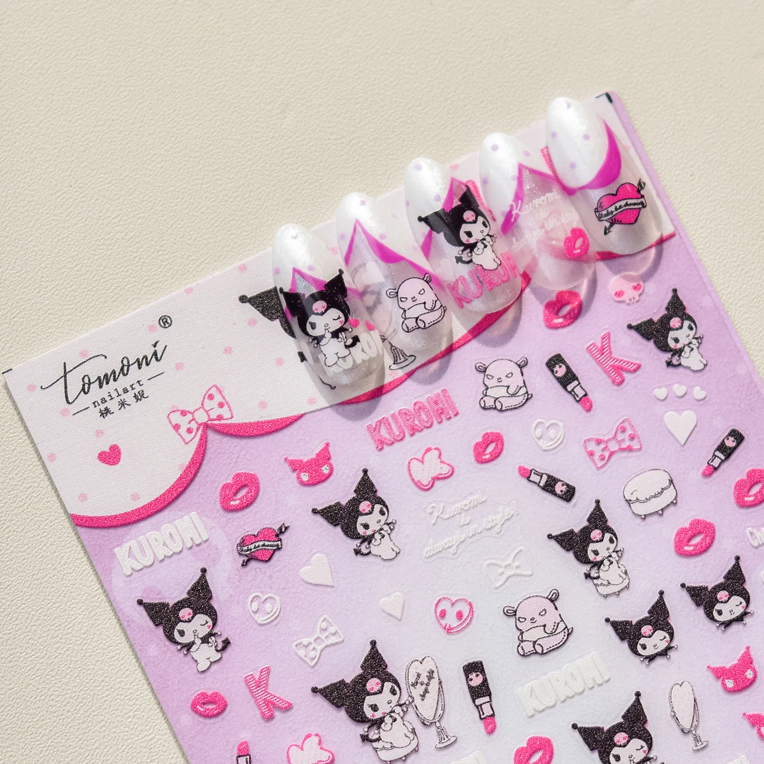 Cartoon Sanrio Nagelsticker Hellokitty Melodie Kuromi Anime Stickers Nail Art Decoratie Diy Press Op Nagels