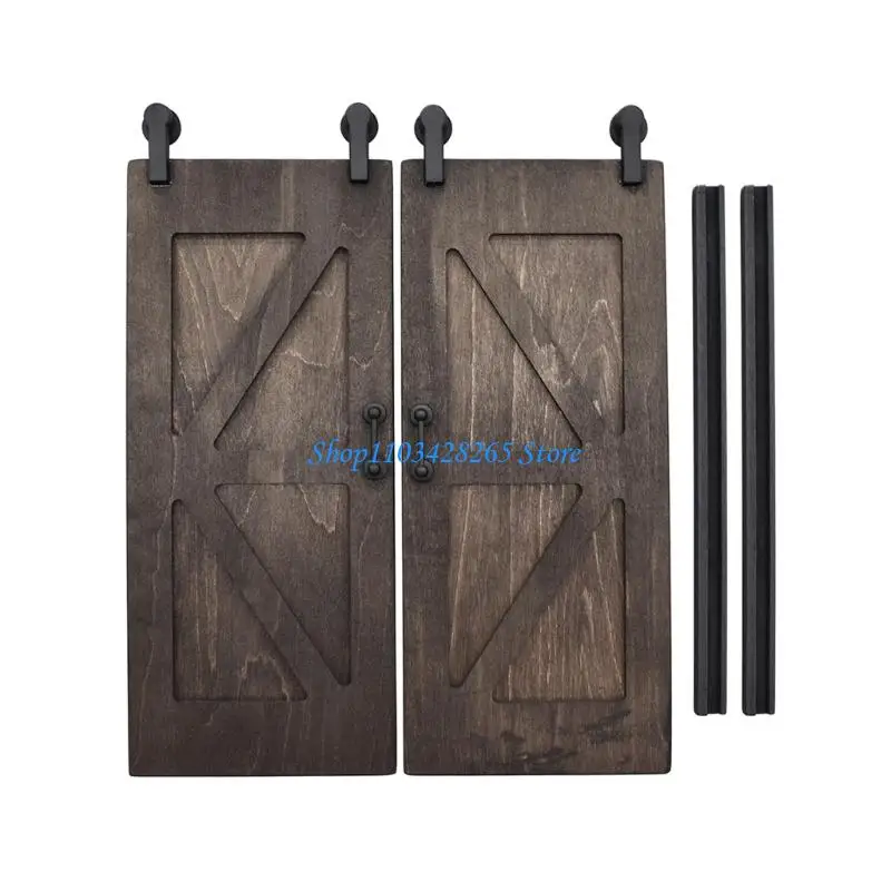 

G2TE Black Wooden Spliting Door Set для 1/12 Scale Dollhouses DIY сцены