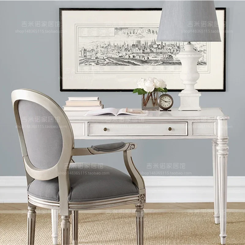 

American-Style Solid Wood Desk French Retro Writing Desk Home High-End Computer Desk Light Luxury Modern