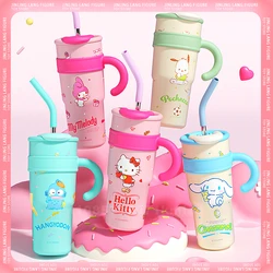 Sanrio izolowana butelka na wodę Hello Kitty śliczna figura słomka o dużej pojemności termos 700ml kubek moja melodia Cartoon dzieci kubek prezenty