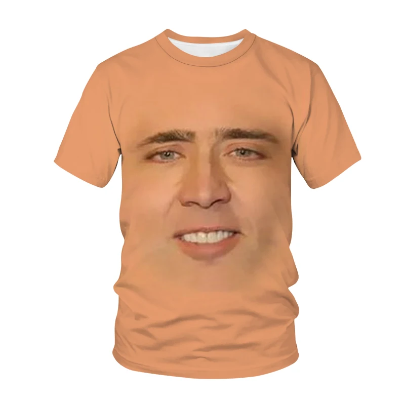 Fashion Funny T-Shirts Nicolas Cage Face 3D Printed Streetwear Men Women Oversized Short Sleeve T Shirt Tees Tops Men's Clothing