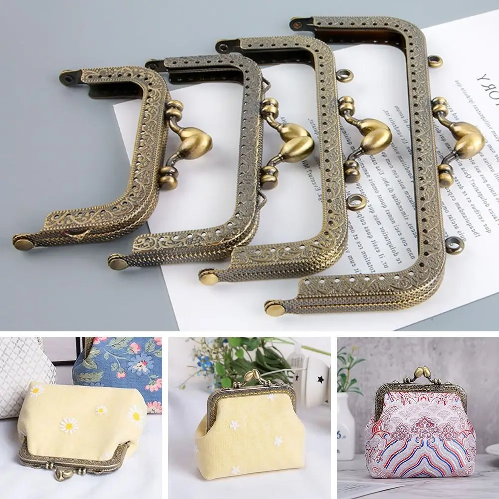 Purse Clasp Frame Bag Kiss Clasp Lock Vintage Metal Purse Frame for DIY Craft Purse Bag Making