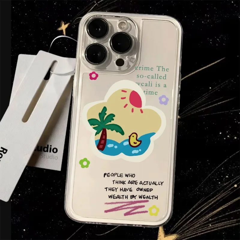 Ins Wind Colorful Stars Phone Case for IPhone 16 15 14 13 12 11 Pro Max 14 15 Plus Transparent Soft Cover Protection Back Cover