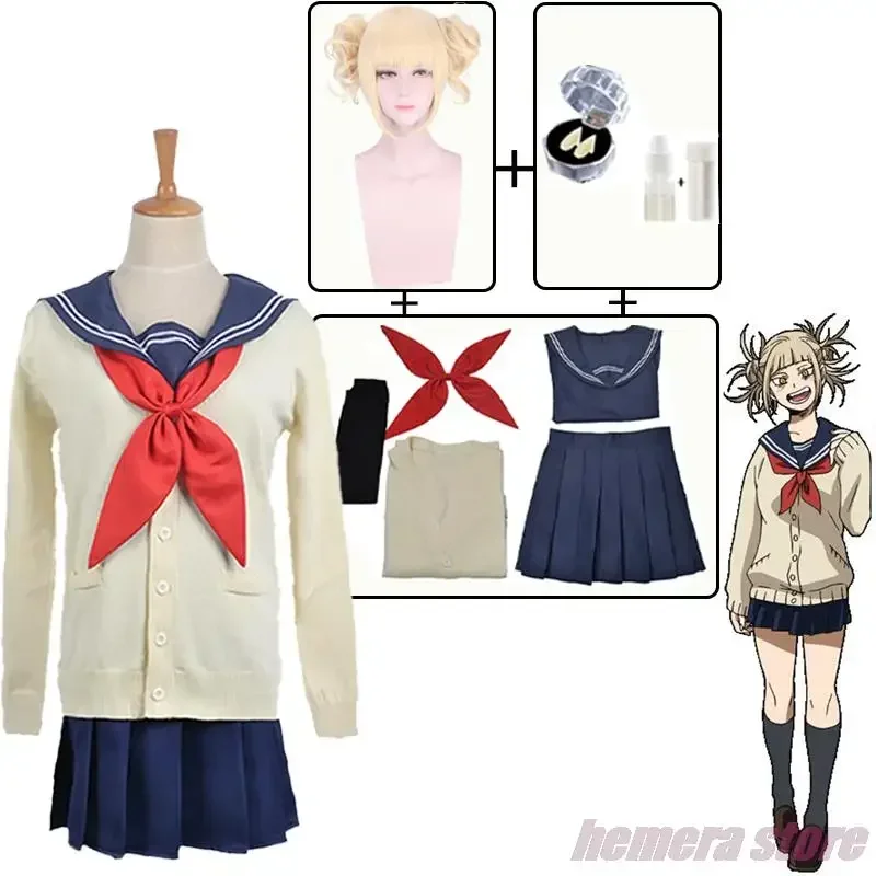 Anime My Hero Academia Himiko Toga przebranie na karnawał JK jednolite spódnice sweter płaszcz Halloween ubrania świąteczne kobiety dziewczęta