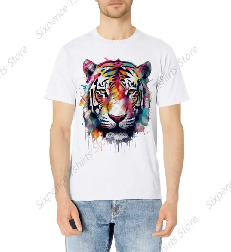 Tiger Artwork - Colourful Animal Art Tiger T-Shirt