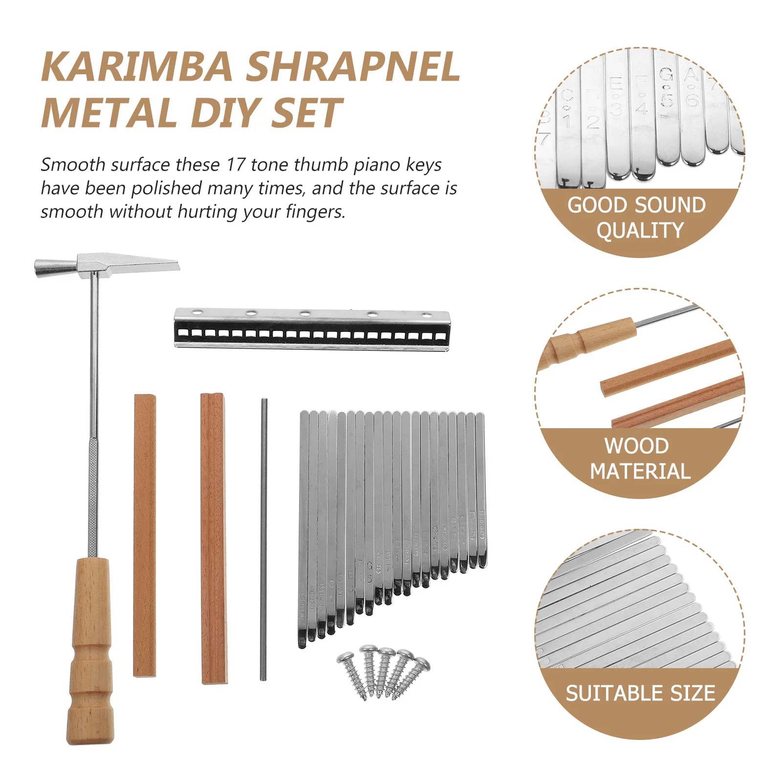 

1 set Kalimba Thumb Keys Set High-Quality Steel Wood Material Durable Replacement Parts For Kalimba tools Tuning