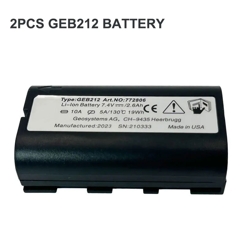 Batteria GEB212 da 2 pezzi per stazioni totali di tipo svizzero ATX1200 ATX1230 GPS1200 GPS900 GRX1200 ricaricabili