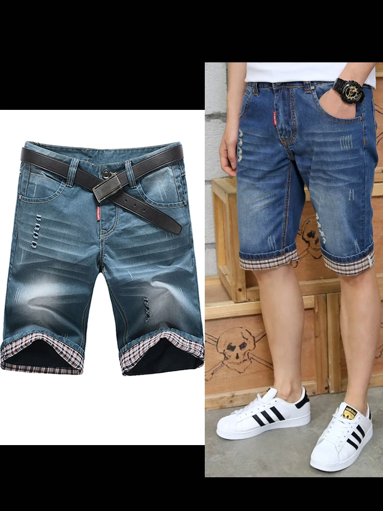 Short en jean longueur genou pour homme, culotte en coton multi-poches, court, décontracté, extérieur, pantalon de plage cargo, été