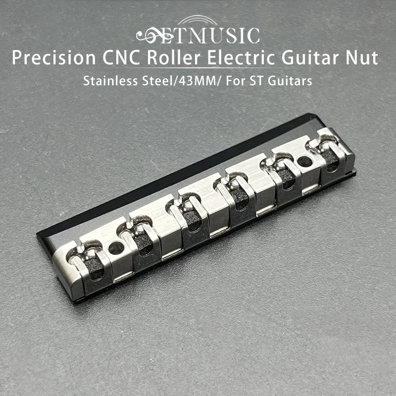 43 mm Roller-Edelstahl-E-Gitarrenmutter, präziser CNC-gefräster Mutternersatz, kompatibel mit E-Gitarren im ST-Stil