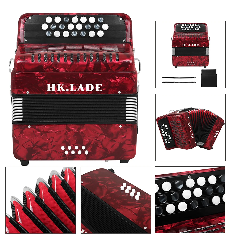 

HK·LADE 22 Keys 8 Bass Accordion Bayan Accordion With Strap Bag Professional Keyboard Instrument For Performance/Teaching