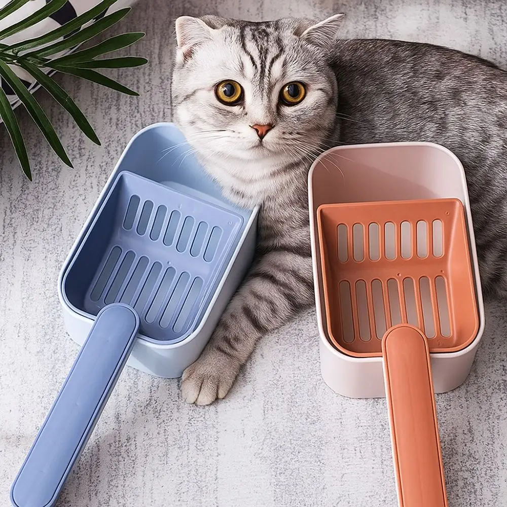 

Large Capacity Cat Litter Scoop Fine Sifting Plastic Pet Poop Shovel with Storage Box Pets Litter Shovel Cat Litter Box Cleaning