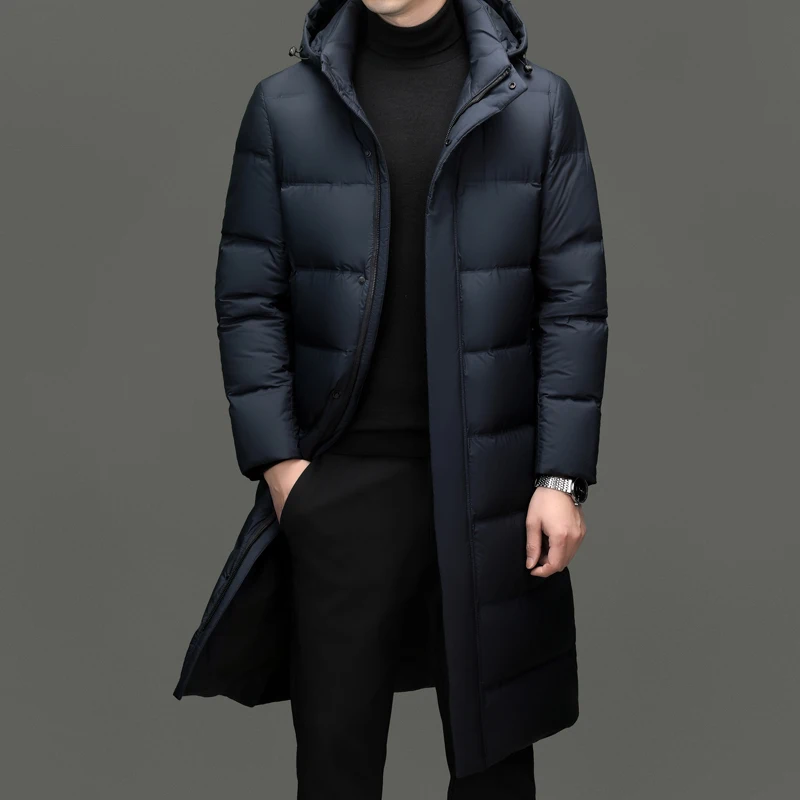 

YEAE Long Down Jacket Man Puffer Jacket Luxury Down Padding Male Winter Brand Men's Padded Jacket Casual Warm Man Winter Coat