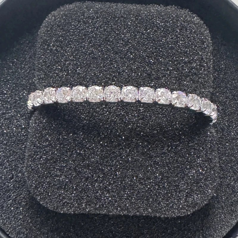 Light luxury S925 silver inlaid moissanite full circle fashionable elastic tennis bracelet for women, layered and high-end tenni